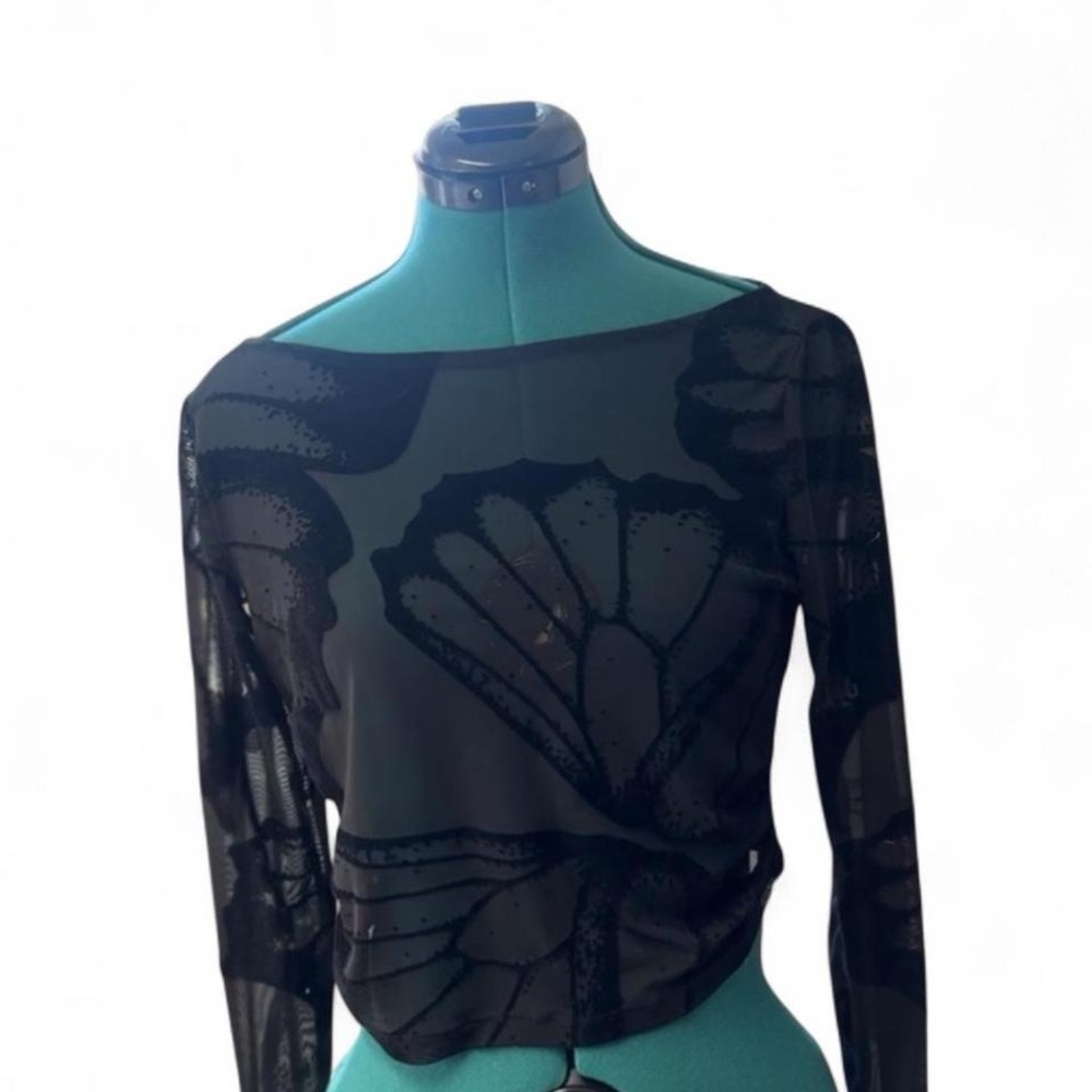 Bershka Black Sheer Crop Top